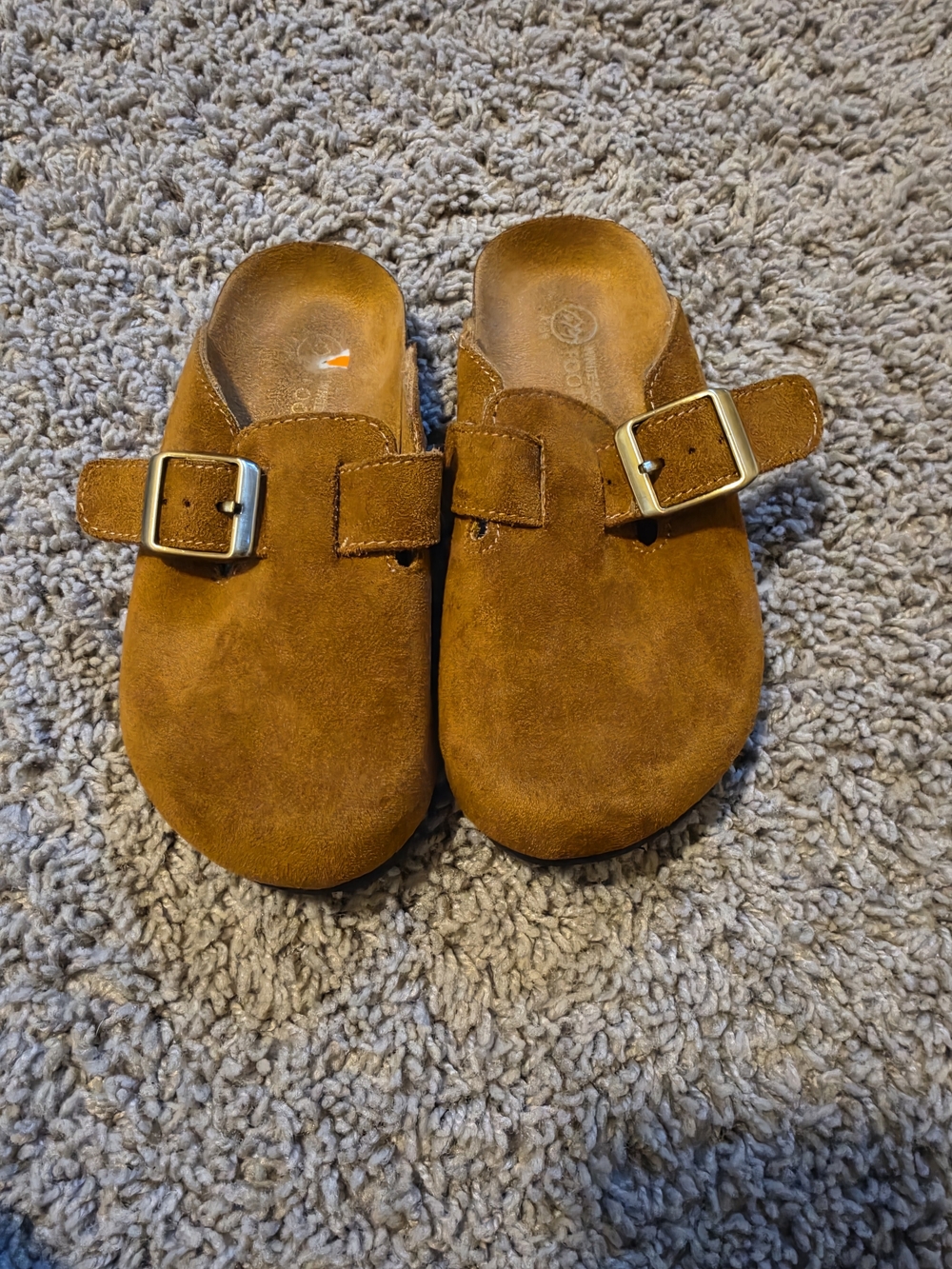 Kids Suede Slip-On Clog with Buckle - Brown